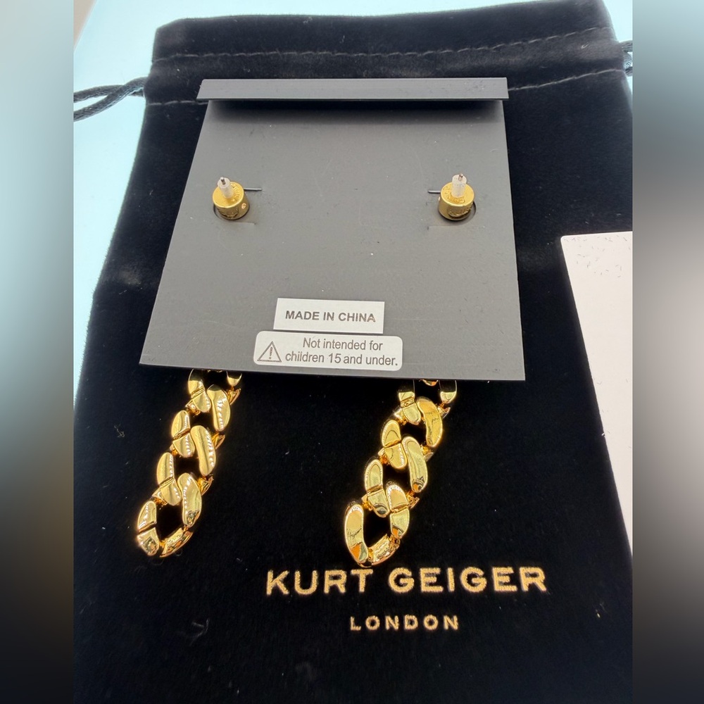 🌈 Kurt Geiger Rainbow Pave link earrings NWT w/ KG dust bag - Picture 9 of 13